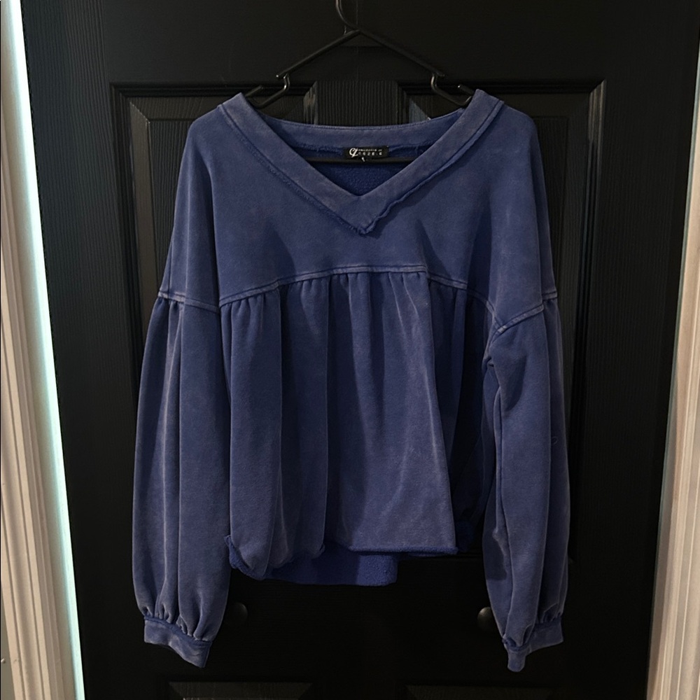 Blue V-Neck Sweatshirt